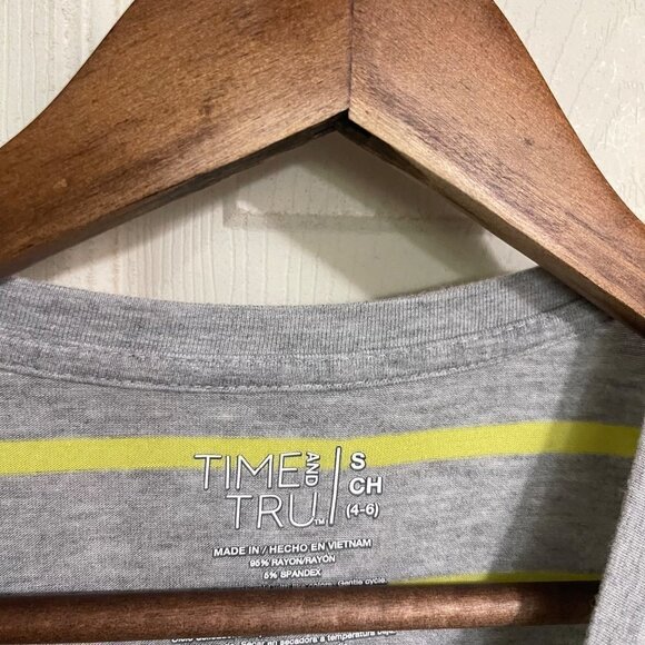 Time And Tru Womens Gray Yellow Striped Sleeveless Pockets Stretch Dress Small - Picture 2 of 5